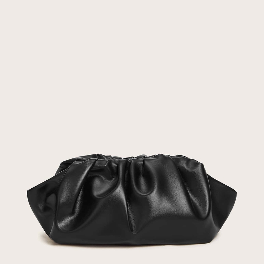 Clutch Pouch Ruched Vegan Leather - Picture 2 of 10